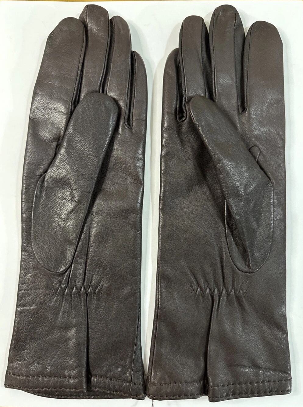 Vintage Grandoe Womens Brown Leather Gloves Small S Lined Winter Driving Classic